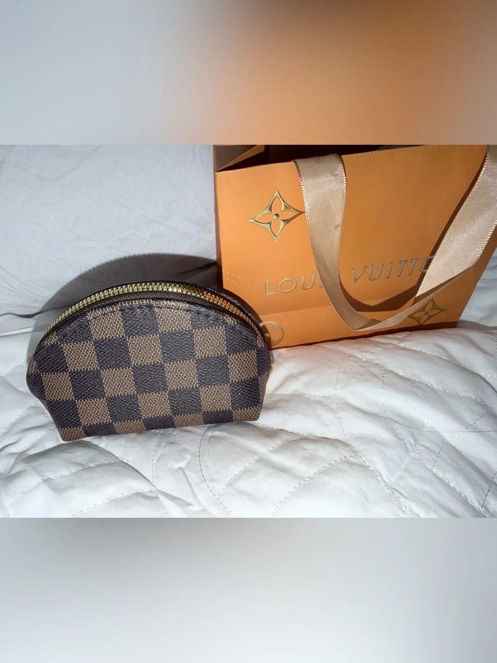 Fashion  Cosmetic Pouch with Gold-Tone Zip